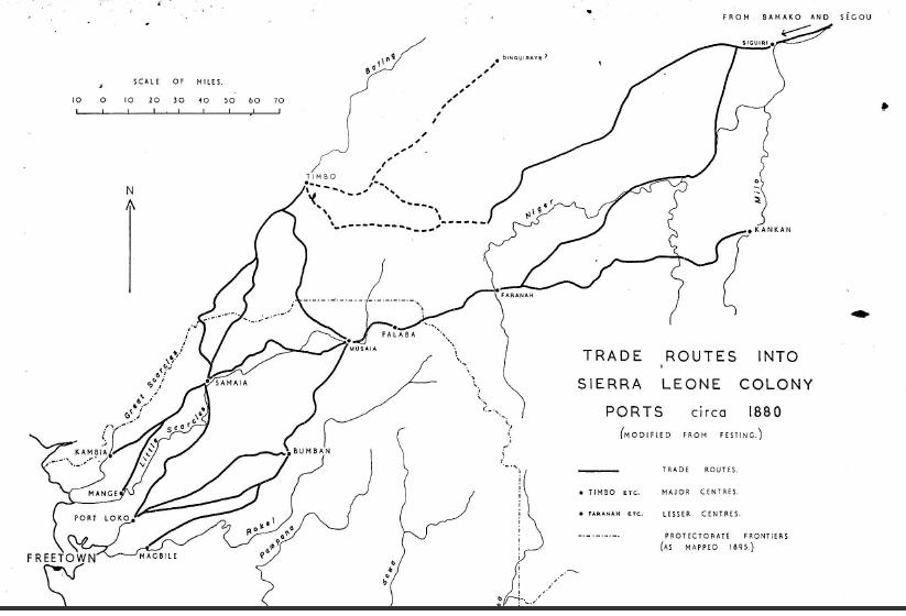 Trade routes into Sierra Leone ports circa 1880