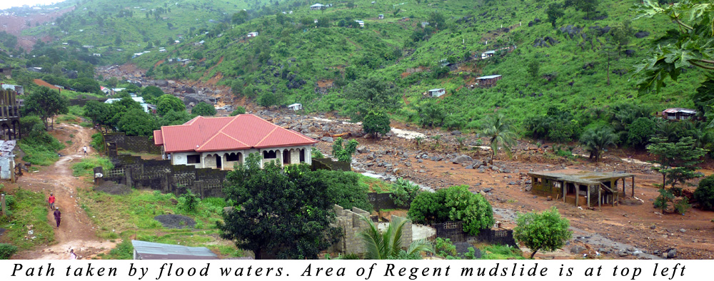 Freetown mudslide and flood path