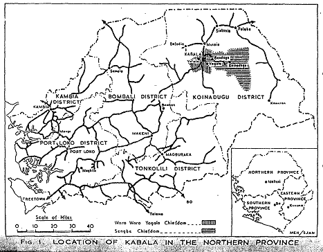 Location of Kabala in the northern province of Sierra Leone