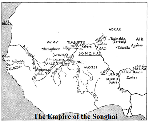 map of empire of Songhai